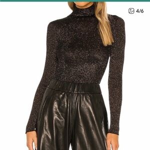 rag & bone Black and Gild Long Sleeves shimmer Top size XXS